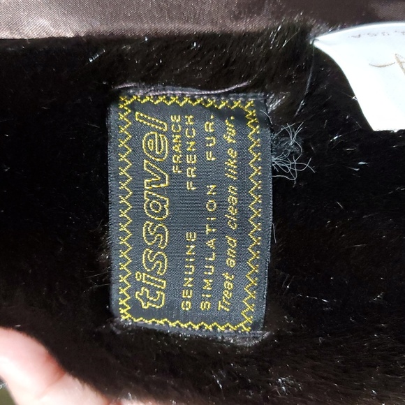 VINTAGE TISSAVEL OF FRANCE BROWN VEGAN FAUX FUR SHORT COAT FRENCH FRANCE MOBWIFR - Picture 5 of 11